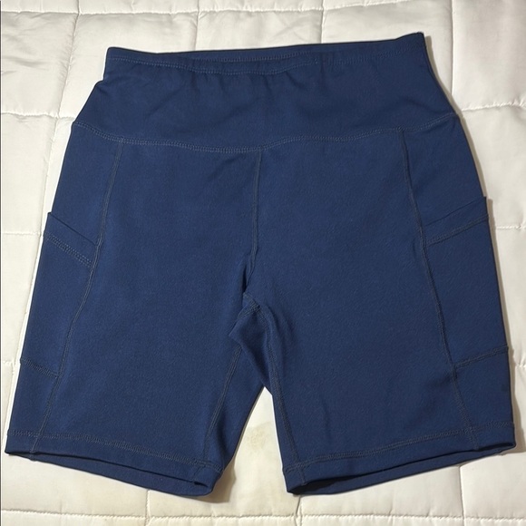 Pants - Blue Bike Shorts with Side Pockets